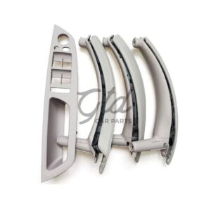 Conjunto de 4 Puxadores C/ Pele Cinza BMW X5 X6 E70 E71 E72 2007-2014