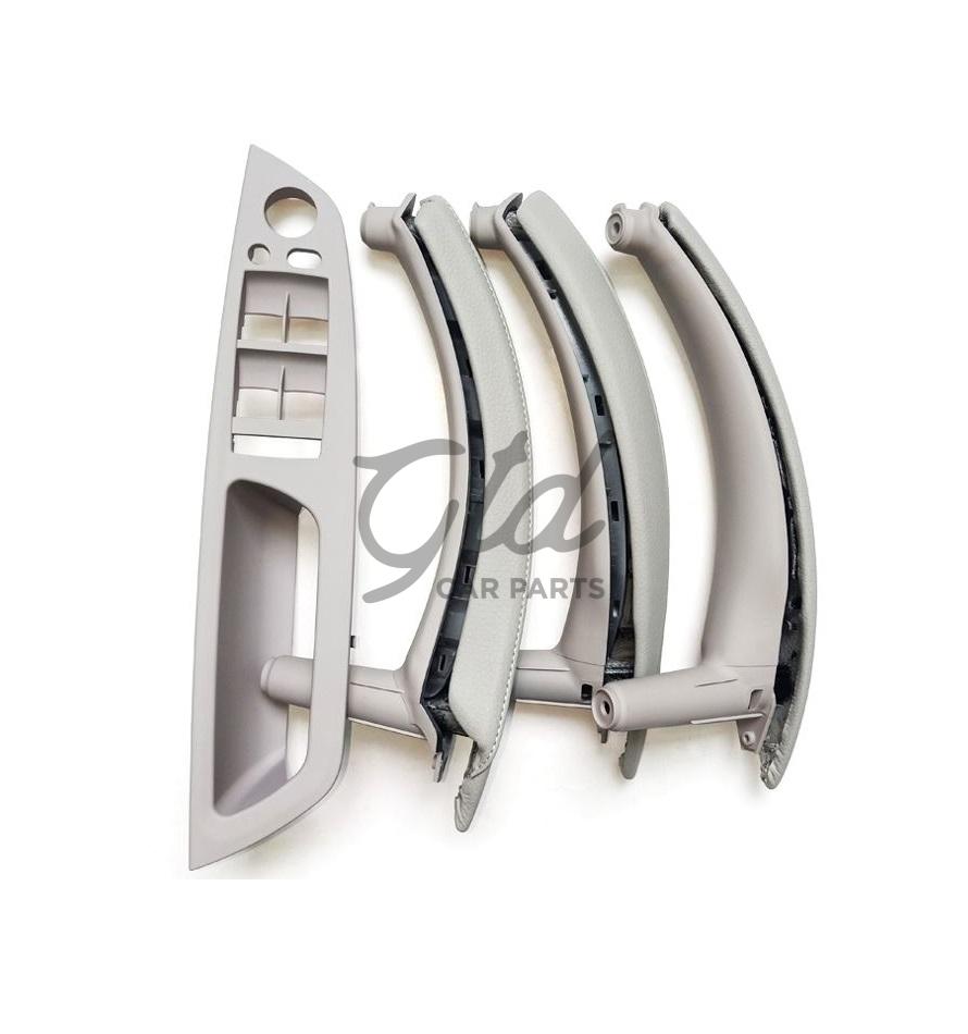 Conjunto de 4 Puxadores C/ Pele Cinza BMW X5 X6 E70 E71 E72 2007-2014