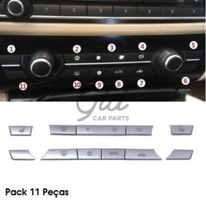 Conjunto de 11 botões Módulo Ar Condicionado Cinza BMW Série 5/6/7 F10 F11 F01 F02 F06