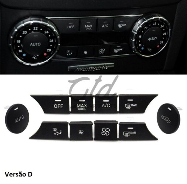Conjunto de 10 Botões Módulo Ar Condicionado Mercedes-Benz Classe C W204 GLK 2007-2012 Versão D