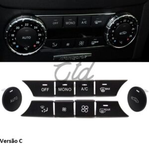 Conjunto de 10 Botões Módulo Ar Condicionado Mercedes-Benz Classe C W204 GLK 2007-2012 Versão C