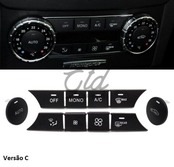 Conjunto de 10 Botões Módulo Ar Condicionado Mercedes-Benz Classe C W204 GLK 2007-2012 Versão C
