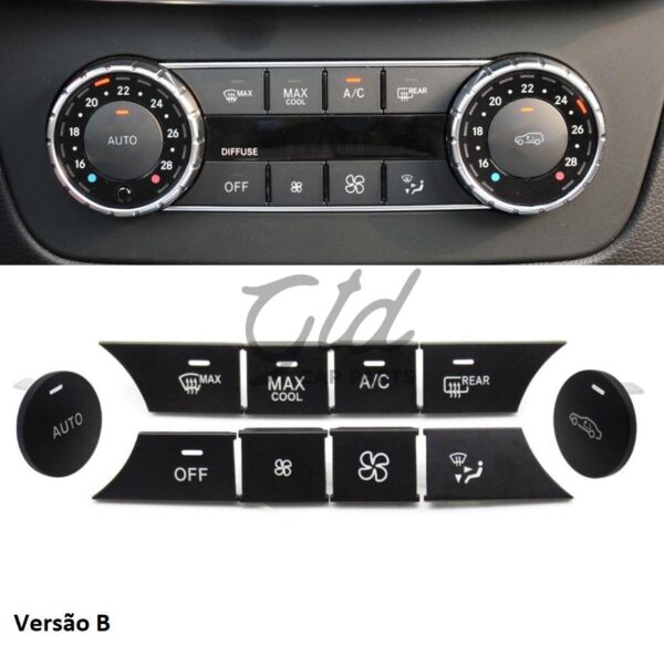 Conjunto de 10 Botões Módulo Ar Condicionado Mercedes-Benz Classe C W204 GLK 2007-2012 Versão B
