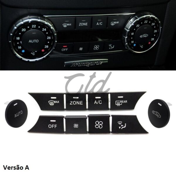 Conjunto de 10 Botões Módulo Ar Condicionado Mercedes-Benz Classe C W204 GLK 2007-2012 Versão A