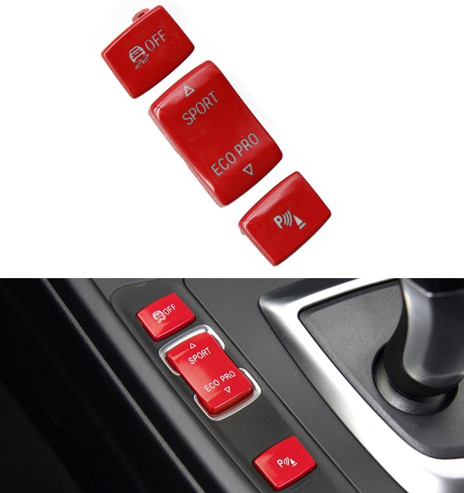 Conjunto 3 Botões Vermelhos Régua Sport BMW Série 1/2/3/4 F20 F30 F33 F36